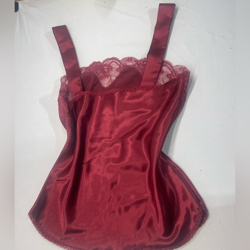 Elegant Red Satin Lace Camisole - Picture 6 of 6